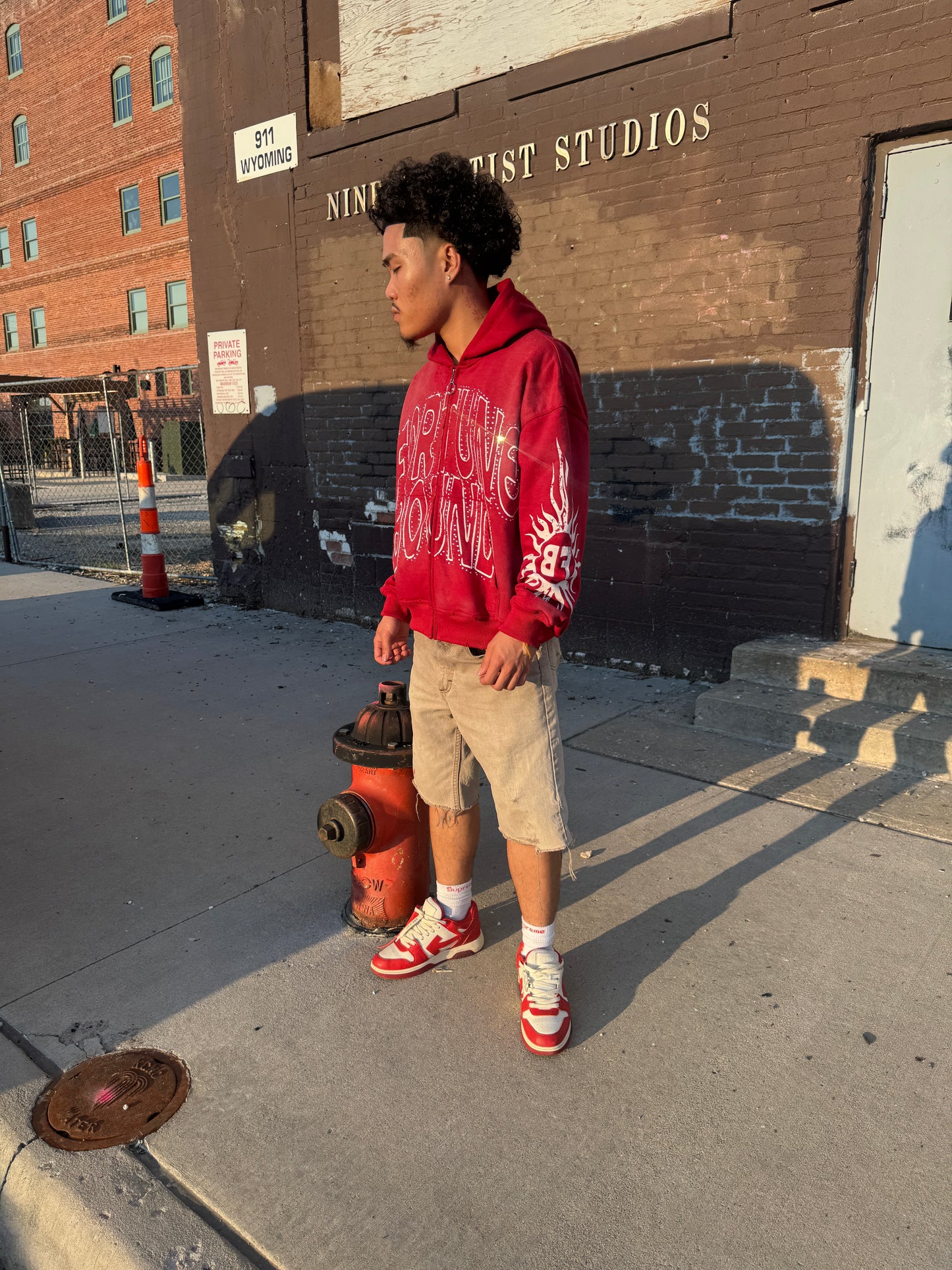 “Rayz” Red Distressed Acid Wash Zip Up Jackets