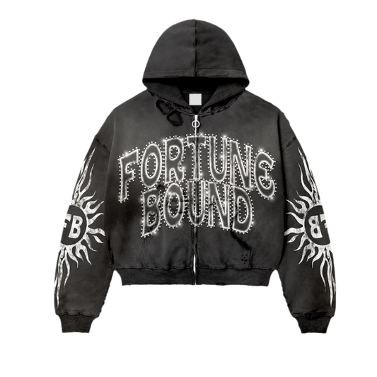 “Rayz” Black Distressed Acid Wash Zip Up Jackets