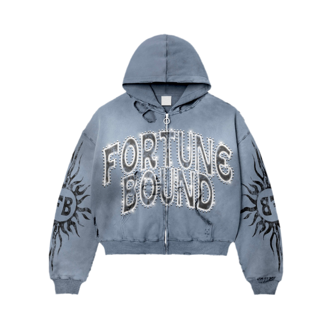 “Rayz” Teal Distressed Acid Wash Zip Up Jackets