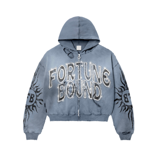 “Rayz” Teal Distressed Acid Wash Zip Up Jackets