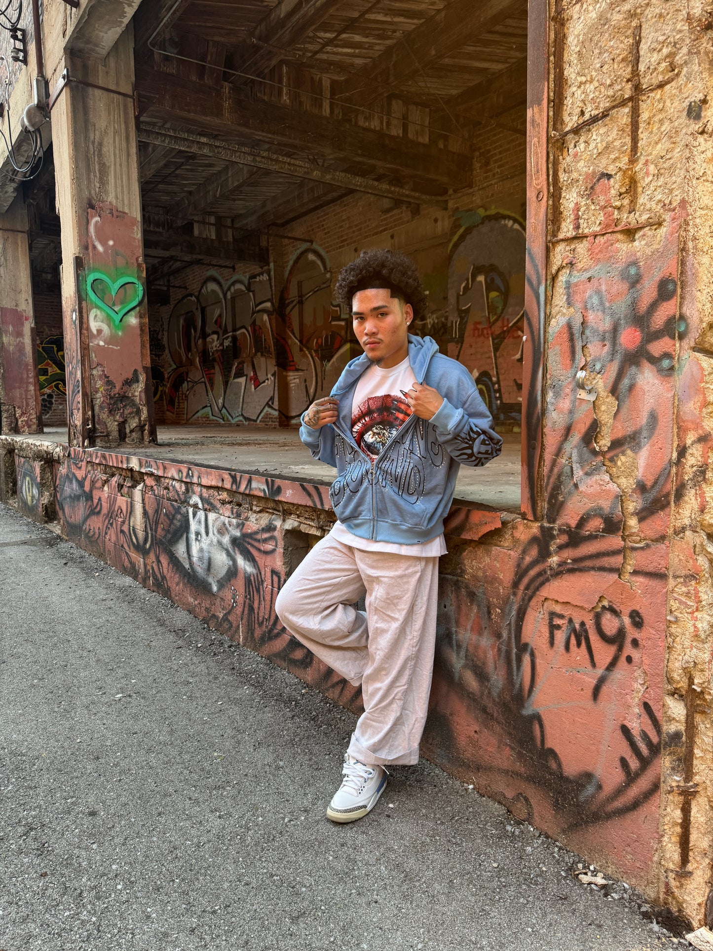 “Rayz” Teal Distressed Acid Wash Zip Up Jackets