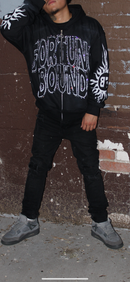 “Rayz” Black Distressed Acid Wash Zip Up Jackets