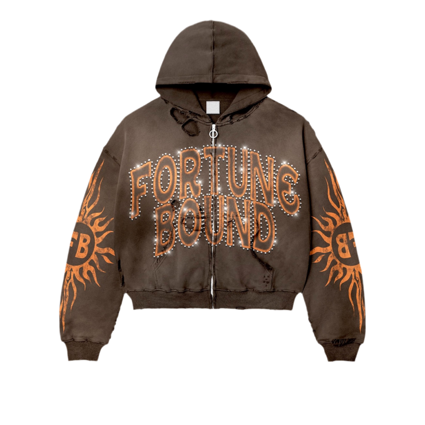“Rayz” Brown Distressed Acid Wash Zip Up Jacket