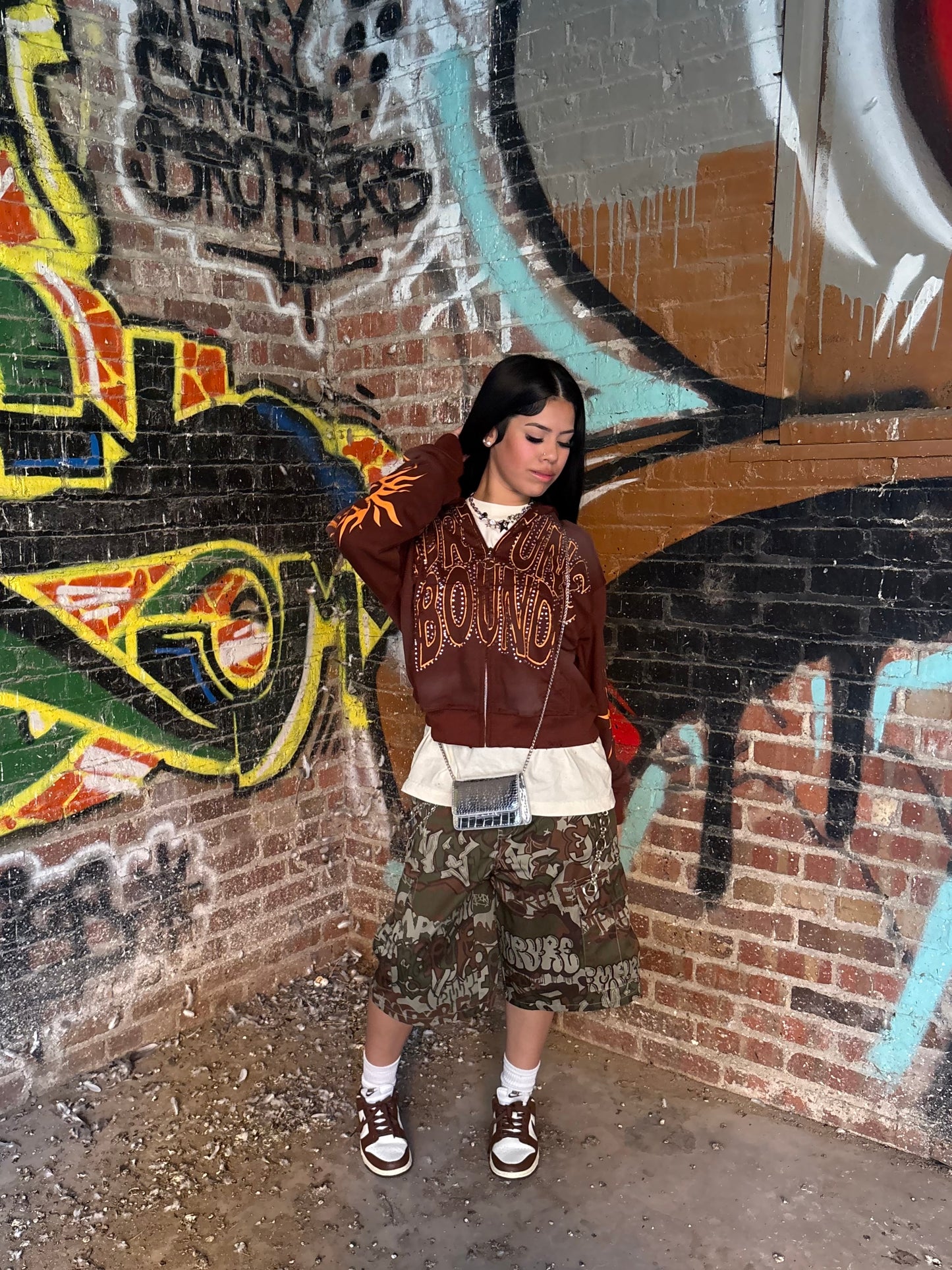 “Rayz” Brown Distressed Acid Wash Zip Up Jacket