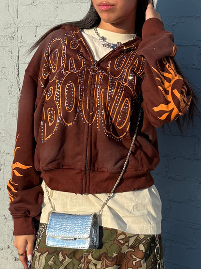 “Rayz” Brown Distressed Acid Wash Zip Up Jacket