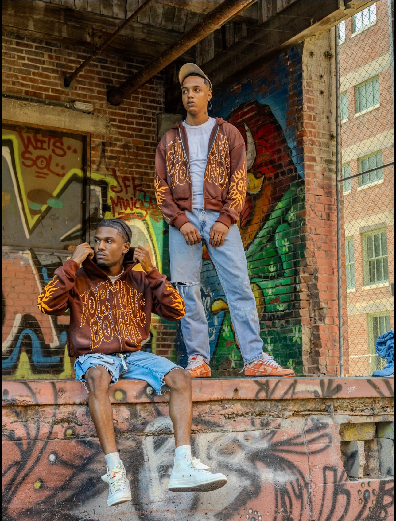 “Rayz” Brown Distressed Acid Wash Zip Up Jacket