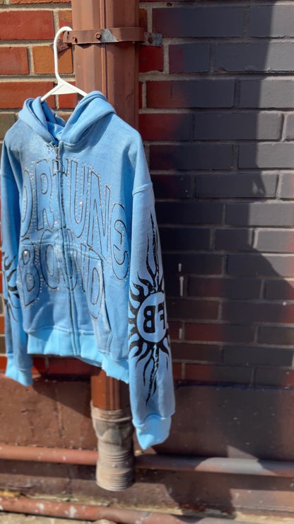 “Rayz” Teal Distressed Acid Wash Zip Up Jackets